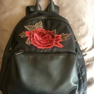 mini backpack embroidered w/ a rose